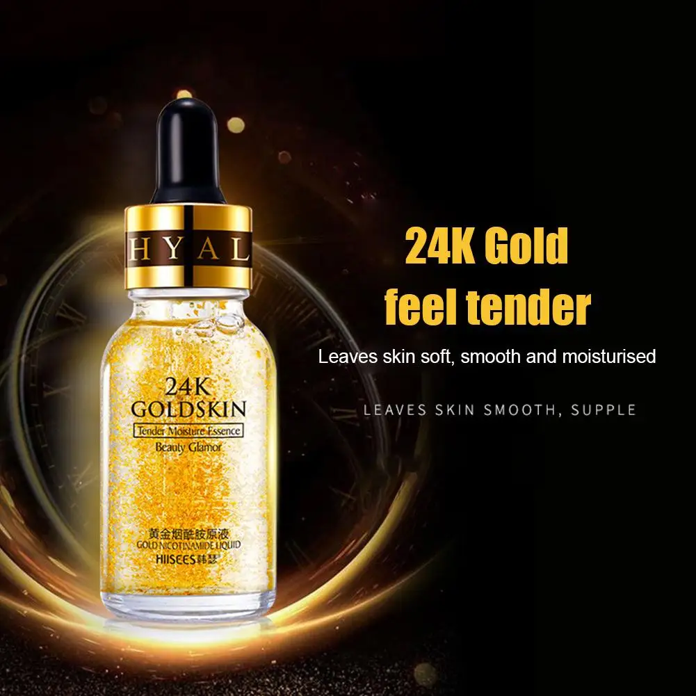 24k الذهب تقلص المسام ترطيب جوهر نياسيناميد 30 مللي العناية بالوجه مصل الجلد الأصلي مكافحة الشيخوخة السائل العناية بالوجه