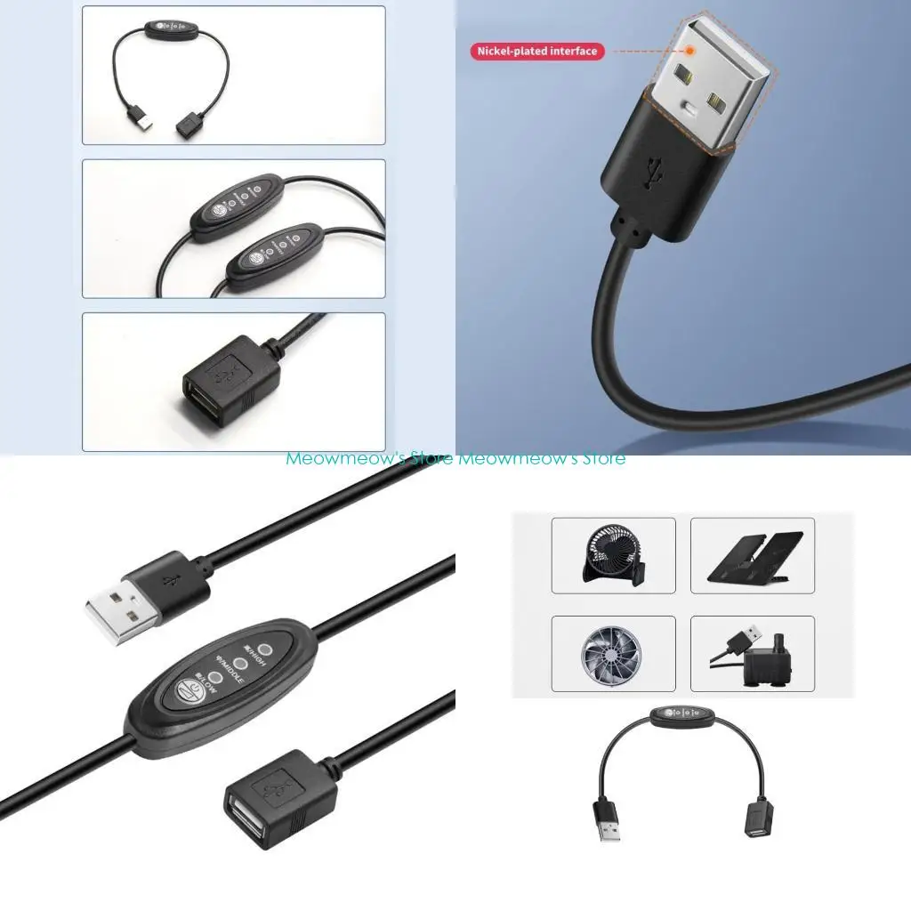 W91A USB Fan Speed Controller Switches 3 Speed Adjustable Cable for 5V Cooling Fan