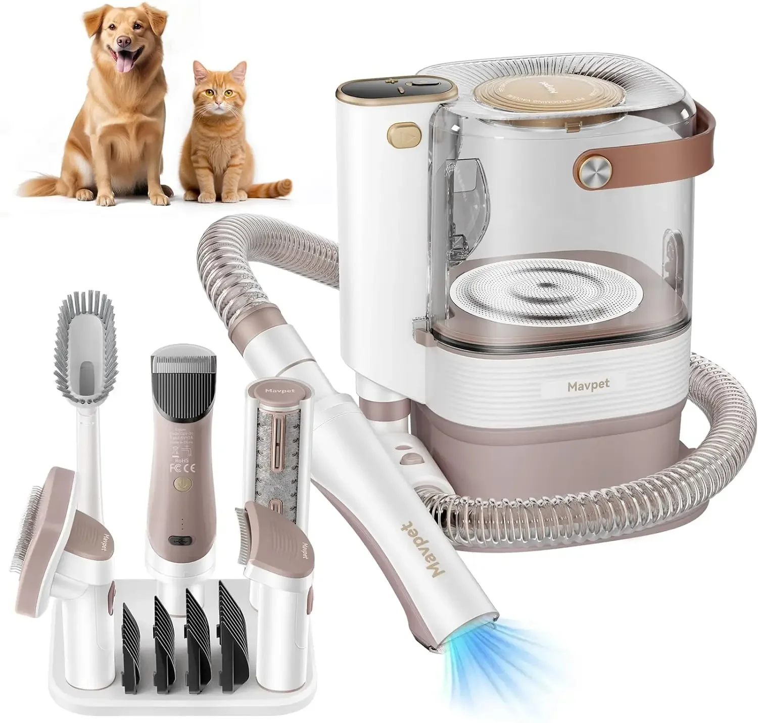 

Dog Grooming Kit & Vacuum Suction,3 Level Dog Hair Vacuum Groomer with Dog Clippers for,Pet Vacuum for Shedding Grooming