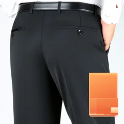 Flat Formal Trousers for Men Spring Summer Straight High Waist Suit Pants Black Men's Classic Trousers 2023 New