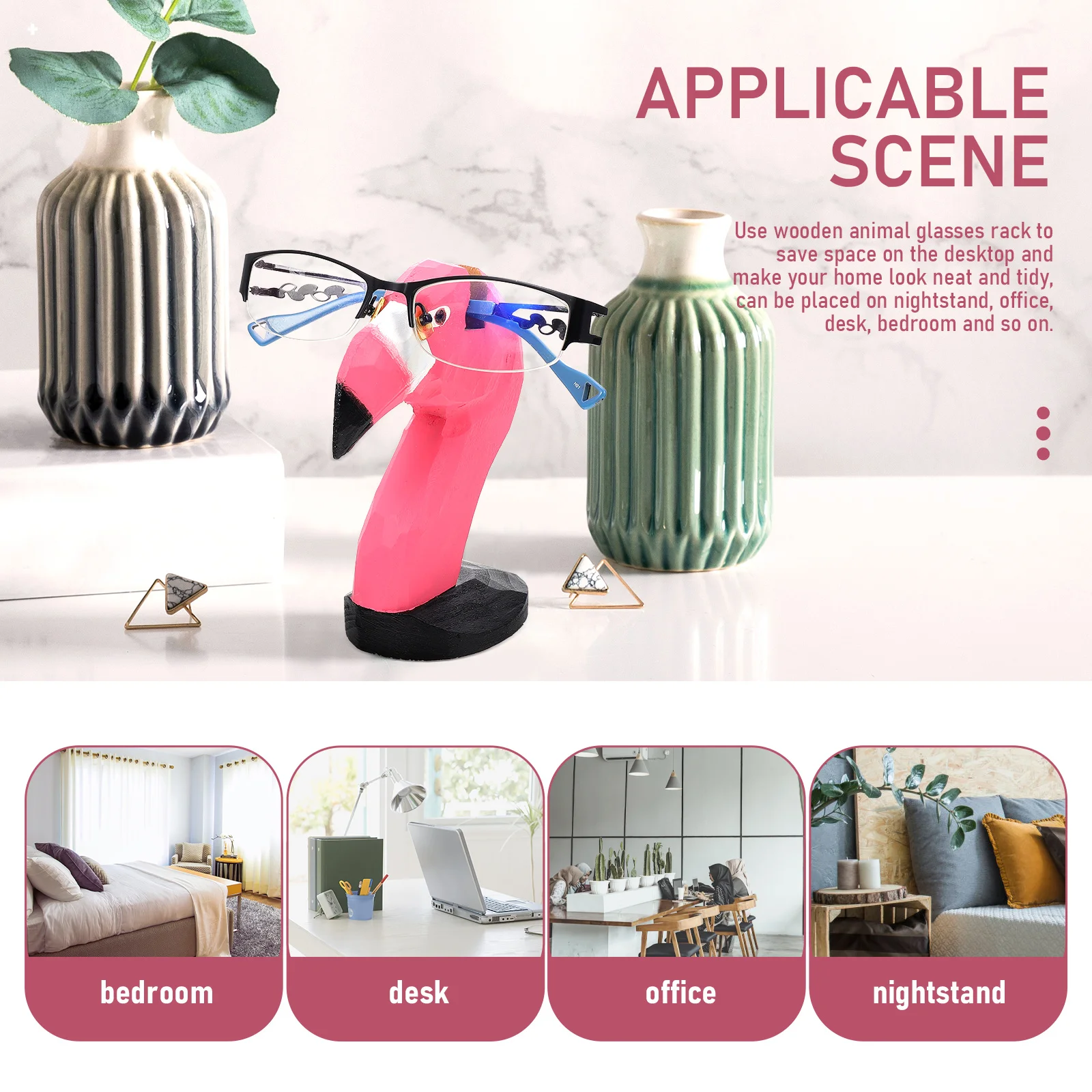 

Animal Glasses Stand Space-saving Desktop Holder Wood Eyeglass Rack Cute Animal Craft Display Fine Details Groove Design Natural