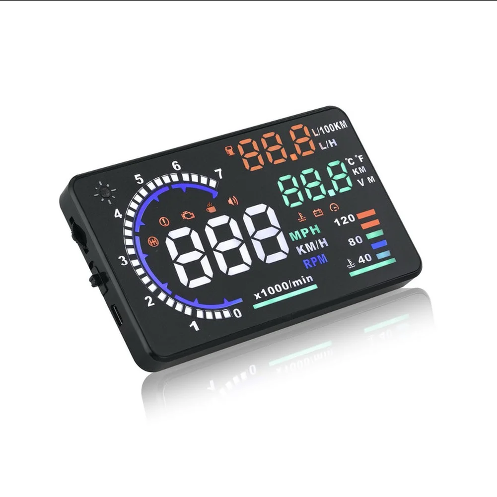 Head Up Display Projector for Car OBD2 Speed RPM Coolant Temp Voltage Fuel Consumption Real Info Auto Brightness Control
