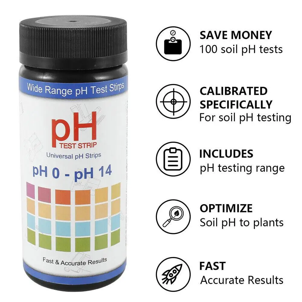100x Soil Meter PH Tester Water Moisture Light Test Meter Kit Garden Lawns Plants Soil Acidity Test Strips Testing Instrument