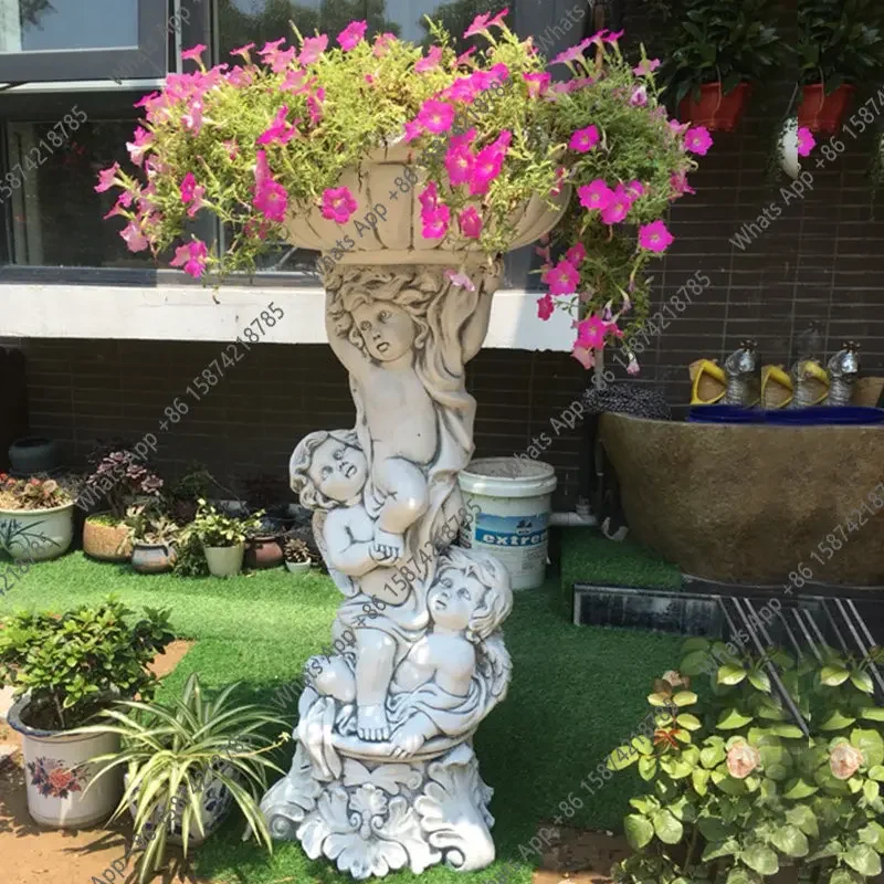 Yy European-style Angel Flower Pot Courtyard Floor-to-ceiling Wedding Decoration Indoor And Outdoor Green Dill Pot Pure Handmade
