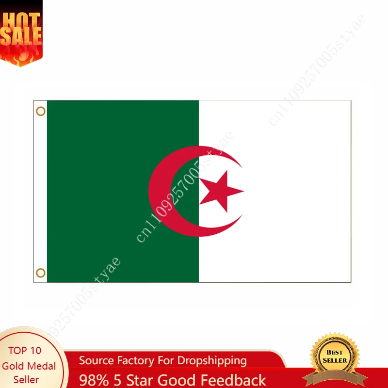 الجزائر العلم الجزائر الأعلام الوطنية الجدار الديكور علامة راية ملصق للخارجية داخلي 90x150 سنتيمتر الجمهورية الديمقراطية الشعبية #1