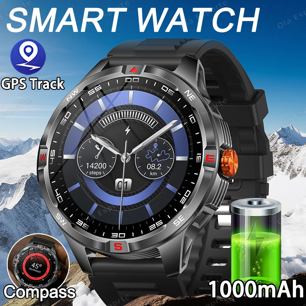 

Новые 1000 мАч супер емкость аккумулятор для взрослых мужчин умные часы Bluetooth вызов GPS трекер компас IP68 водонепроницаемые спортивные умные часы