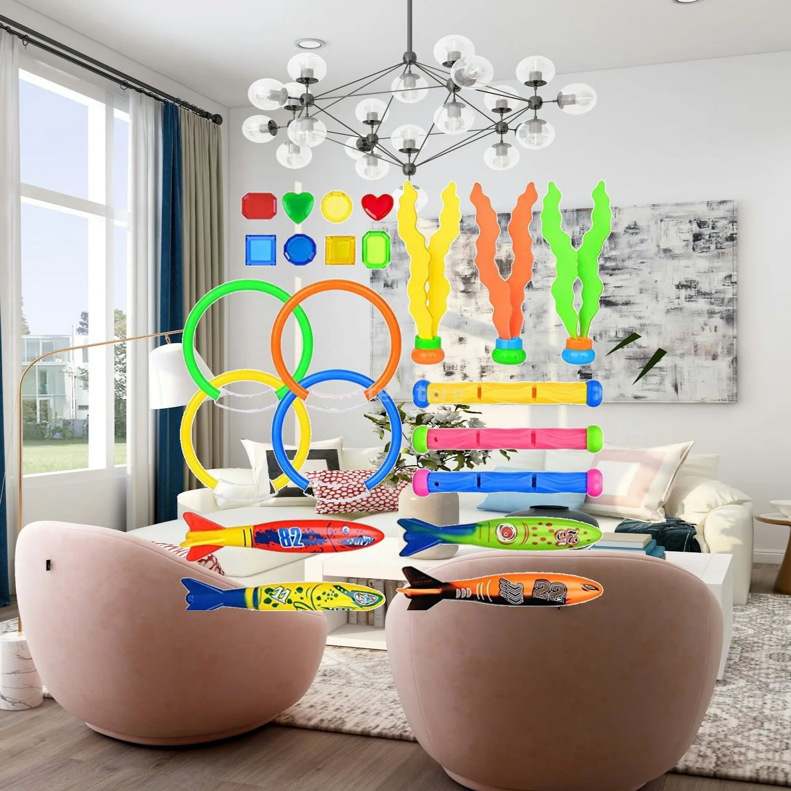 Swimming Pool Toys for Children 22 piece Diving Toys Children