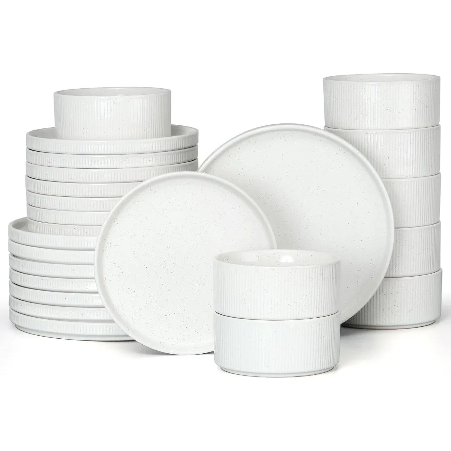 

Наборы столовой посуды из камня, 24 предмета, наборы тарелок и мисок для 8 кухни, современный набор обеденной фарфоровой посуды, набор сколов и царапин