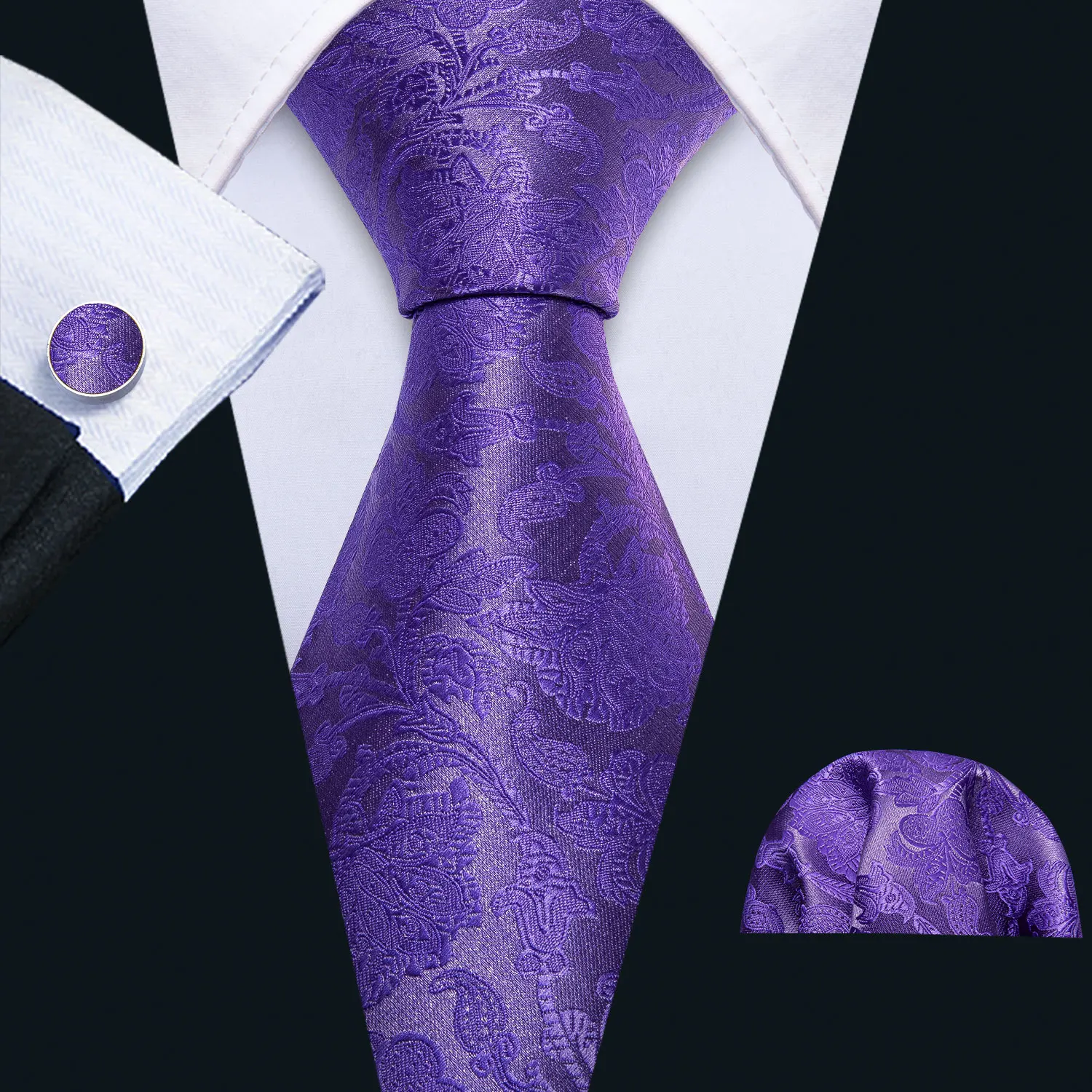 50 Styles 160cm Men Long Tie for Wedding Business Purple Necktie Handkerchief Cufflinks Paisley Jacquard silk Floral