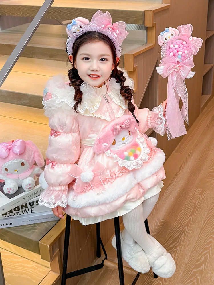 Płaszcz puchowy dla dziewczynek Princ Sle down Jaet, modny płaszcz średniej długości, ciepły, uroczy płaszcz Princ Wind Coat