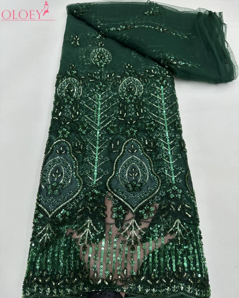 

OLOEY Роскошная африканская кружевная ткань 2026, высокое качество, кружевная ткань с блестками и бусинами для нигерийской свадьбы, французский тюль, кружевная ткань