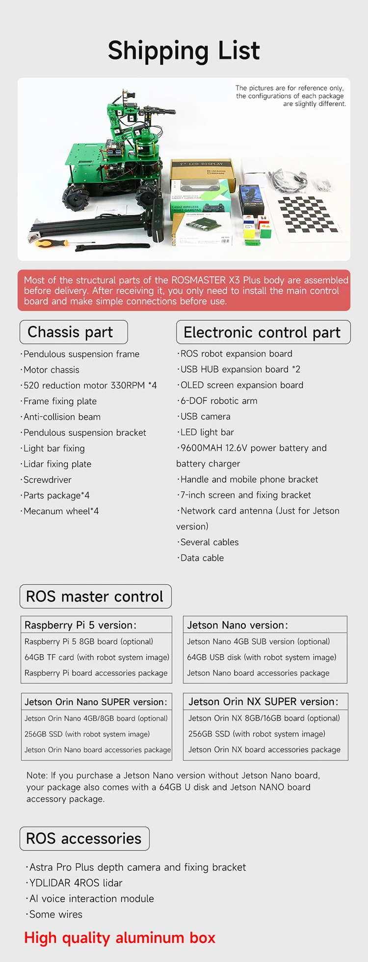 ROSMASTER X3 PLUS ROS Roboter-Python-Programmierung mit MecanumWheel 6DOF Roboterarm für Jetson Orin NANO Orin NX SUPER RaspberryPi – Detail 25