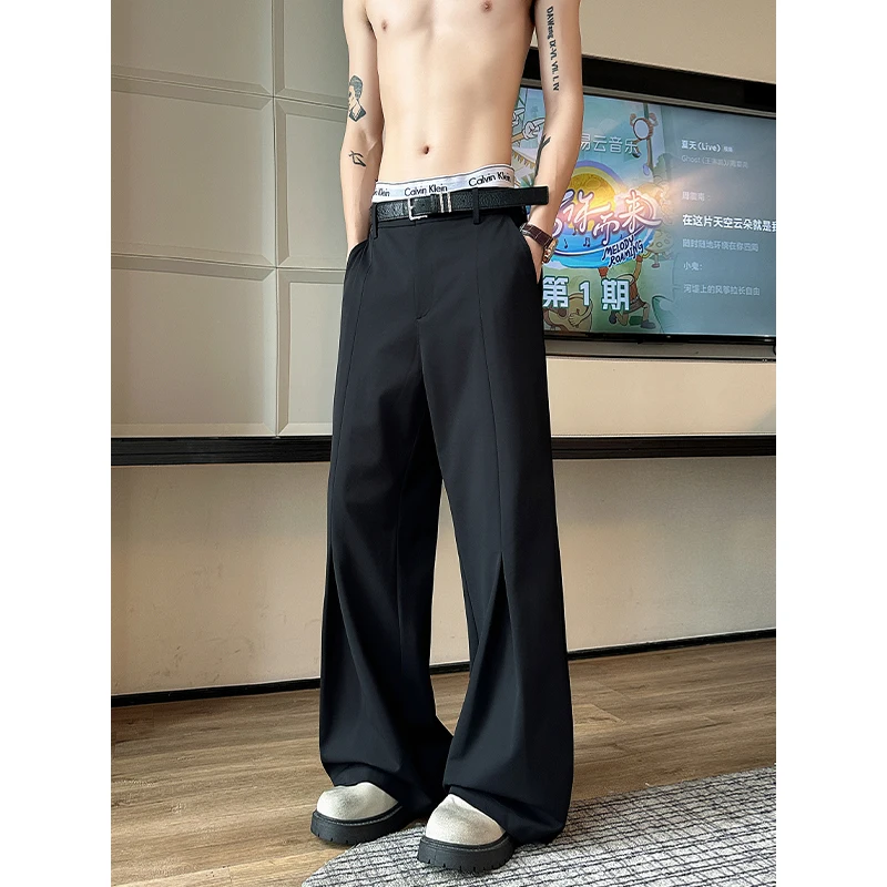 

Black Suit Pants Men Fashion Society Mens Dress Pants Korean Casual Bell Bottom Pants Mens Office Formal Trousers Plus Size 5XL