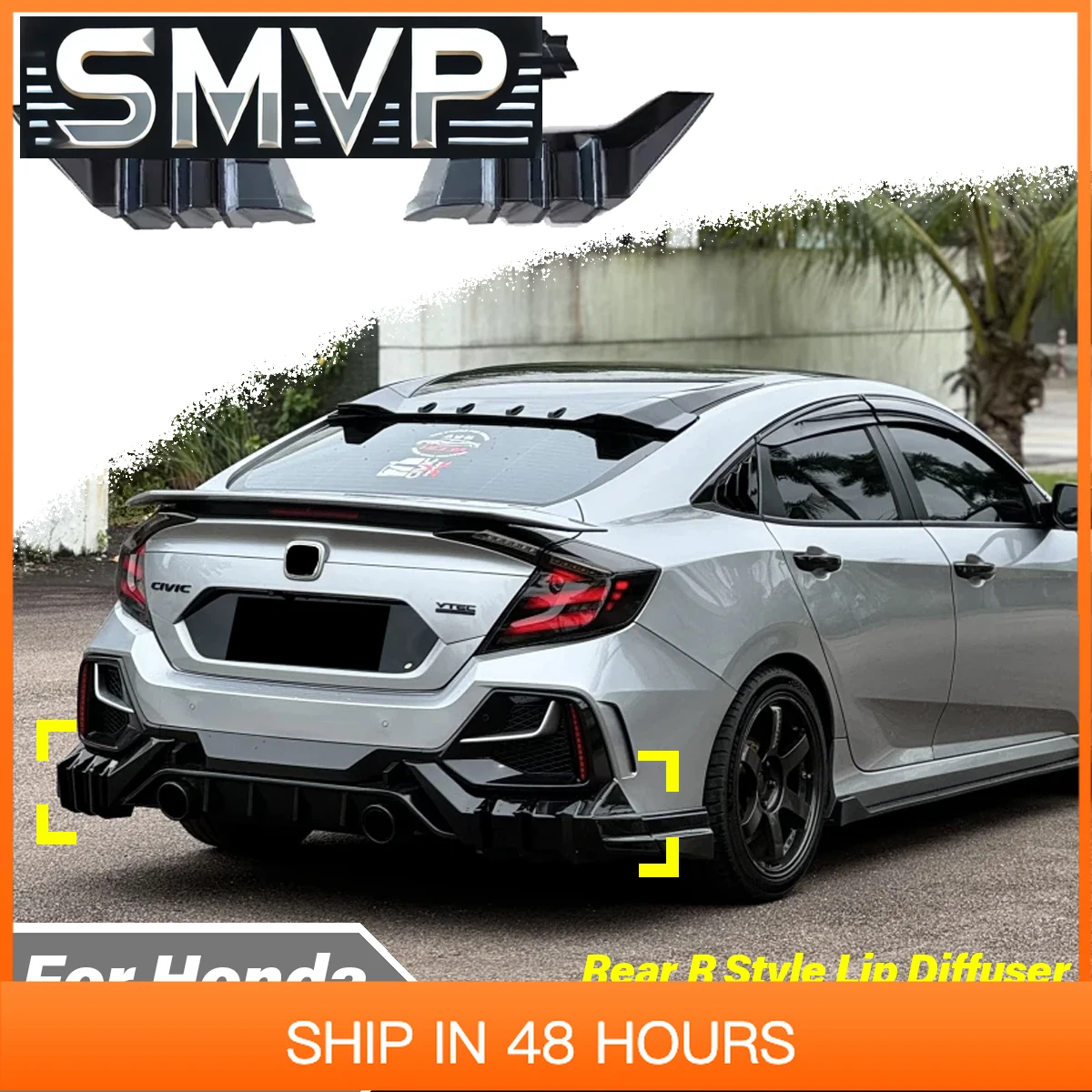 Ajuste nuevo Honda 10th Civic Hatchback FK4 FK7 2016 2017 2018 2019 2020 2021 parachoques trasero estilo R difusor de labio Protector de coche Bod