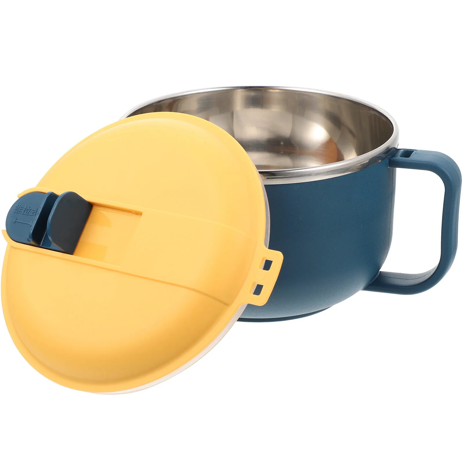 وعاء حساء من الفولاذ المقاوم للصدأ، وعاء معكرونة رامين آمن للميكروويف مع غطاء، حاوية طعام مدمجة للمطبخ والمنزل #1