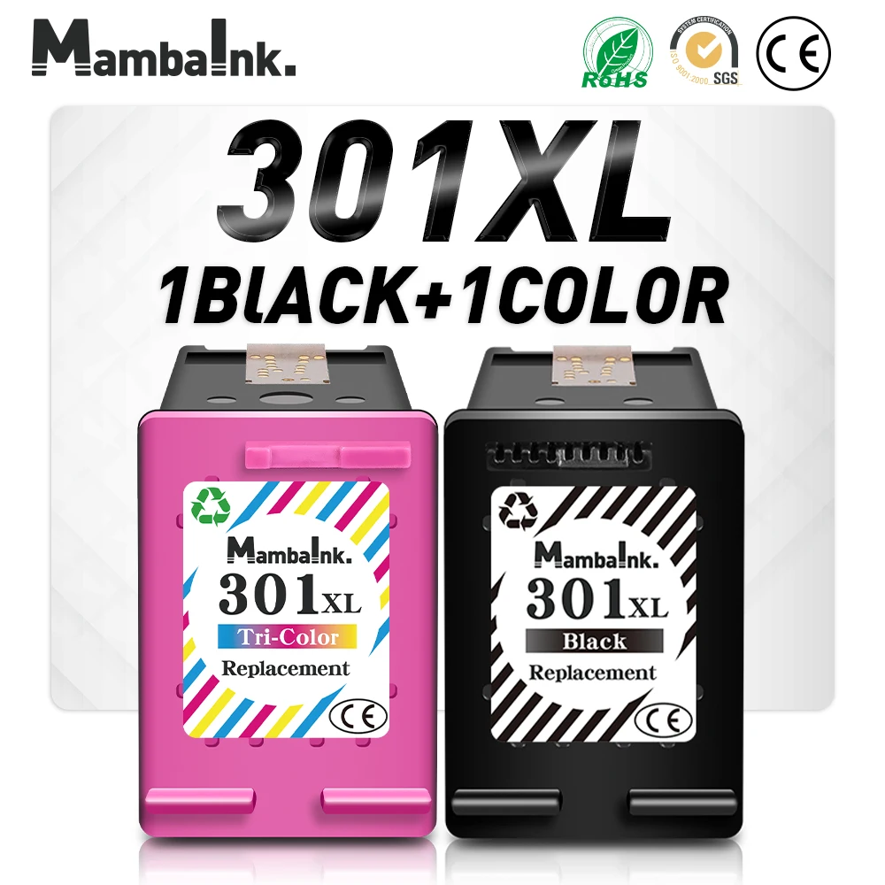 Mambaink Kompatible 301XL Tintenpatrone Ersatz für HP 301 XL für HP 301 Officejet 4630 4631 4632 4634 4635 4636 4639 Drucker