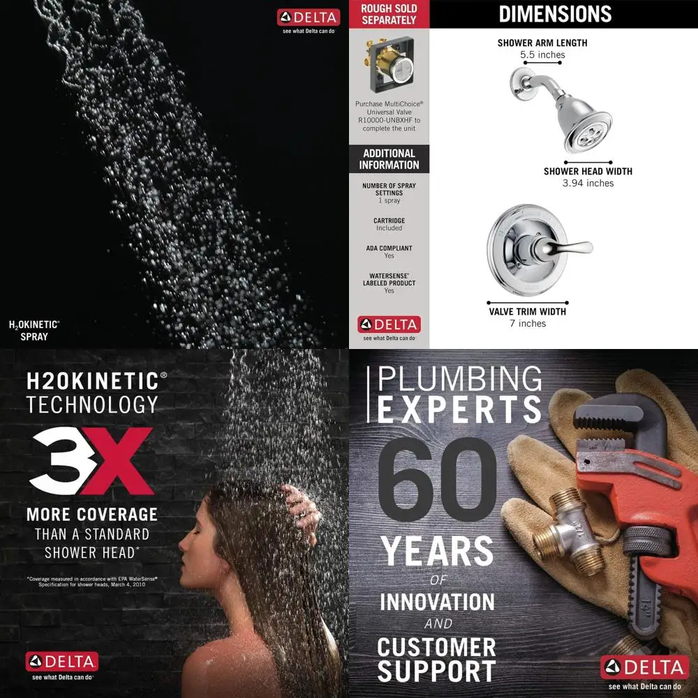 

Classic 10x7 Chrome Shower Faucet T13220-H2OT, 10.00 x 7.00 x 10.00