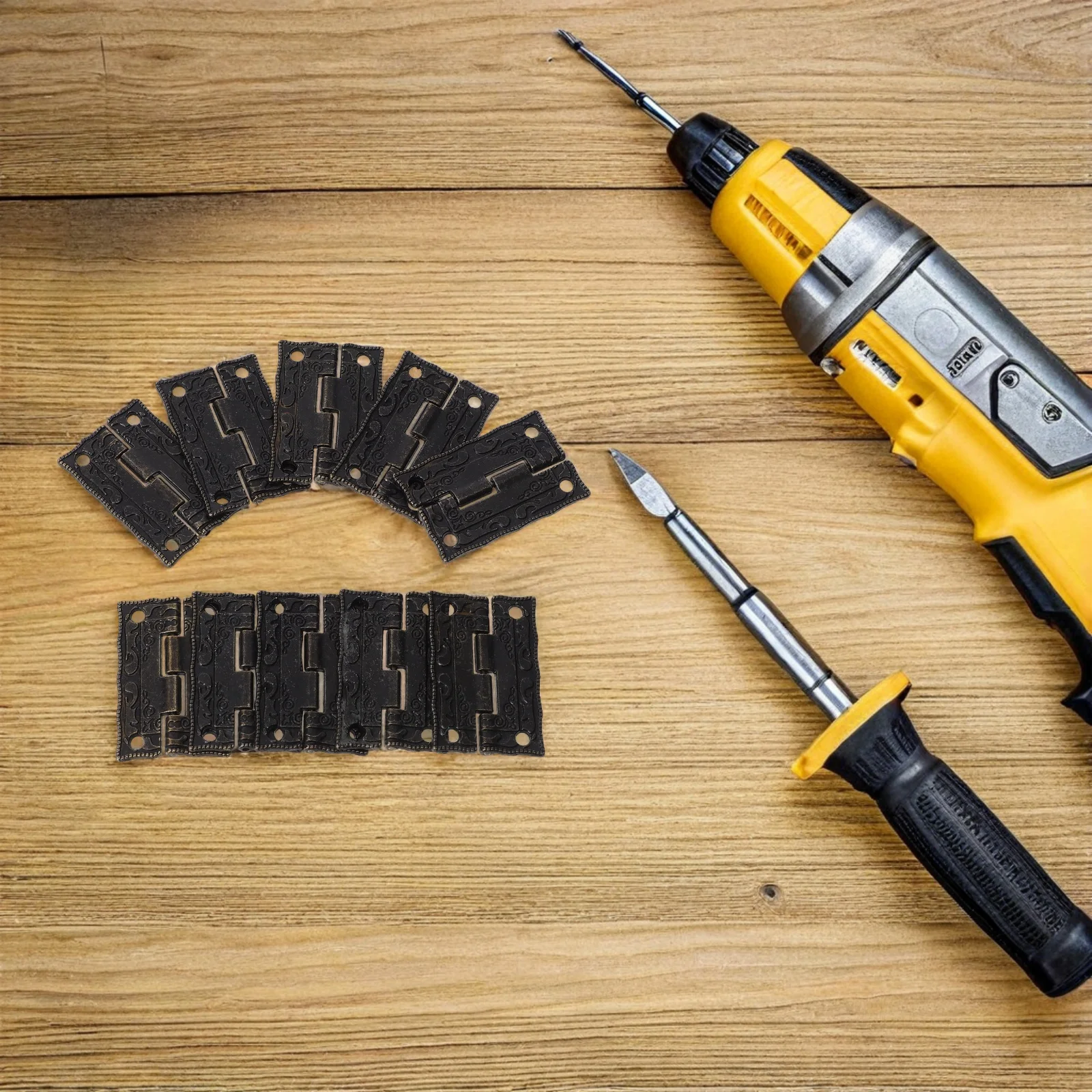 

10Pcs Decorative Hinges: Floral Pattern Metal Hinges for Trinket Boxes Wooden Cabinets Old Style Hardware for DIY Home Furniture