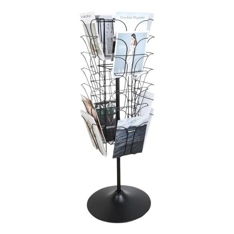 Vertical rotating magazine and newspaper storage, information rack, leaflet shelf, floor-to-ceiling display rack