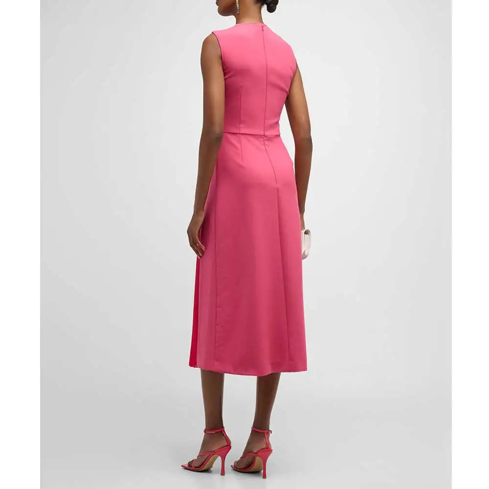 YUMDAI Pink Sleeveless Knee-length Dress Special Occasion Pleated A-line Skirt Evening Gown Saudi Arabia Smock Dress 2024 Newn