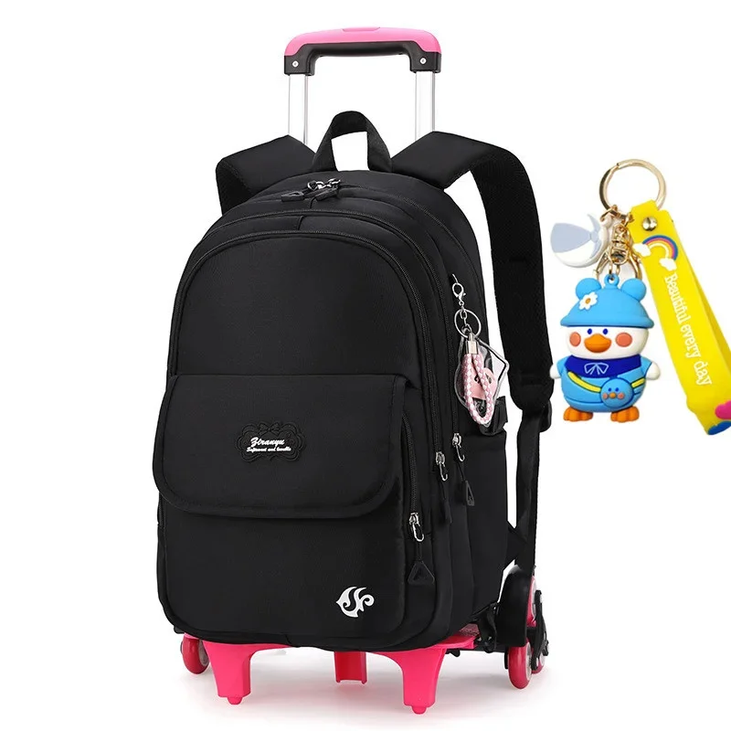 2024 kids school Backpack Removable Children School for With Wheel Kids girls Trolley Schoolbag Luggage Book Bags