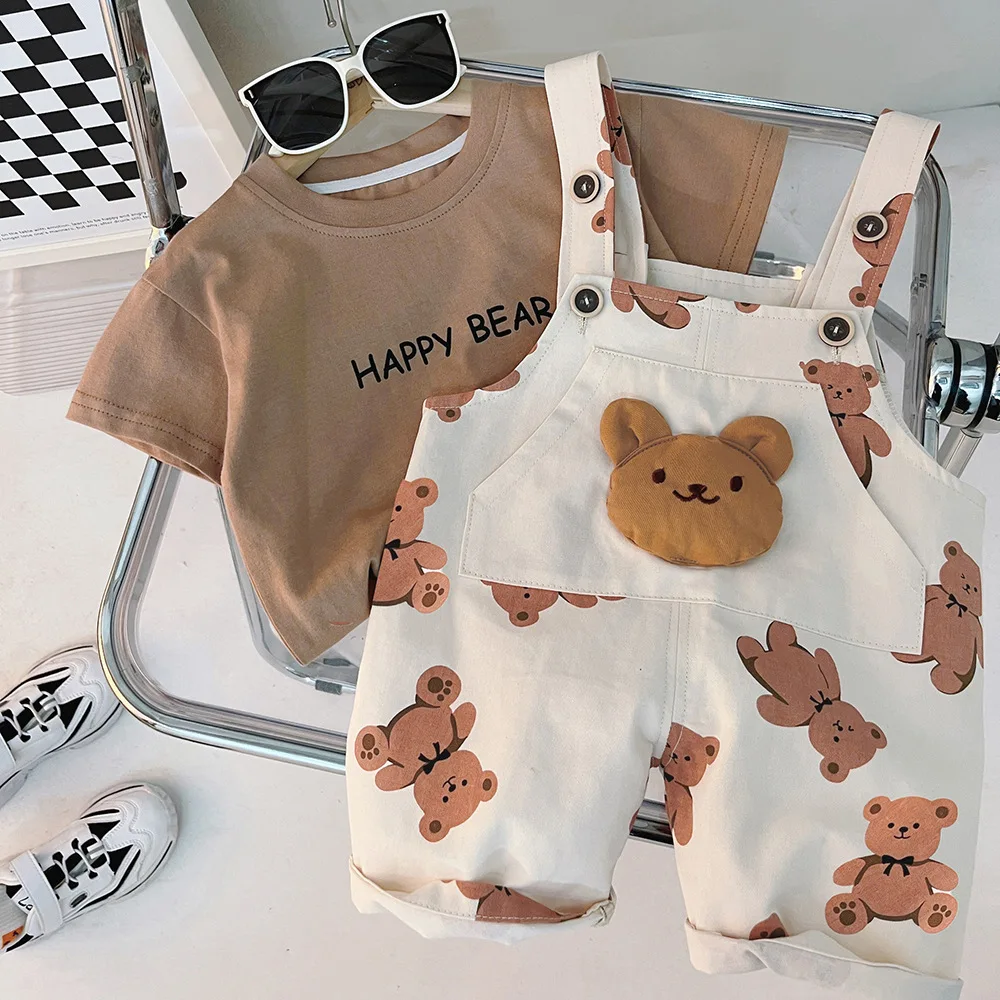 Children\'s spring and summer set new children\'s long sleeved sweater + jeans two-piece set baby boys and girls Giraffe Print Set