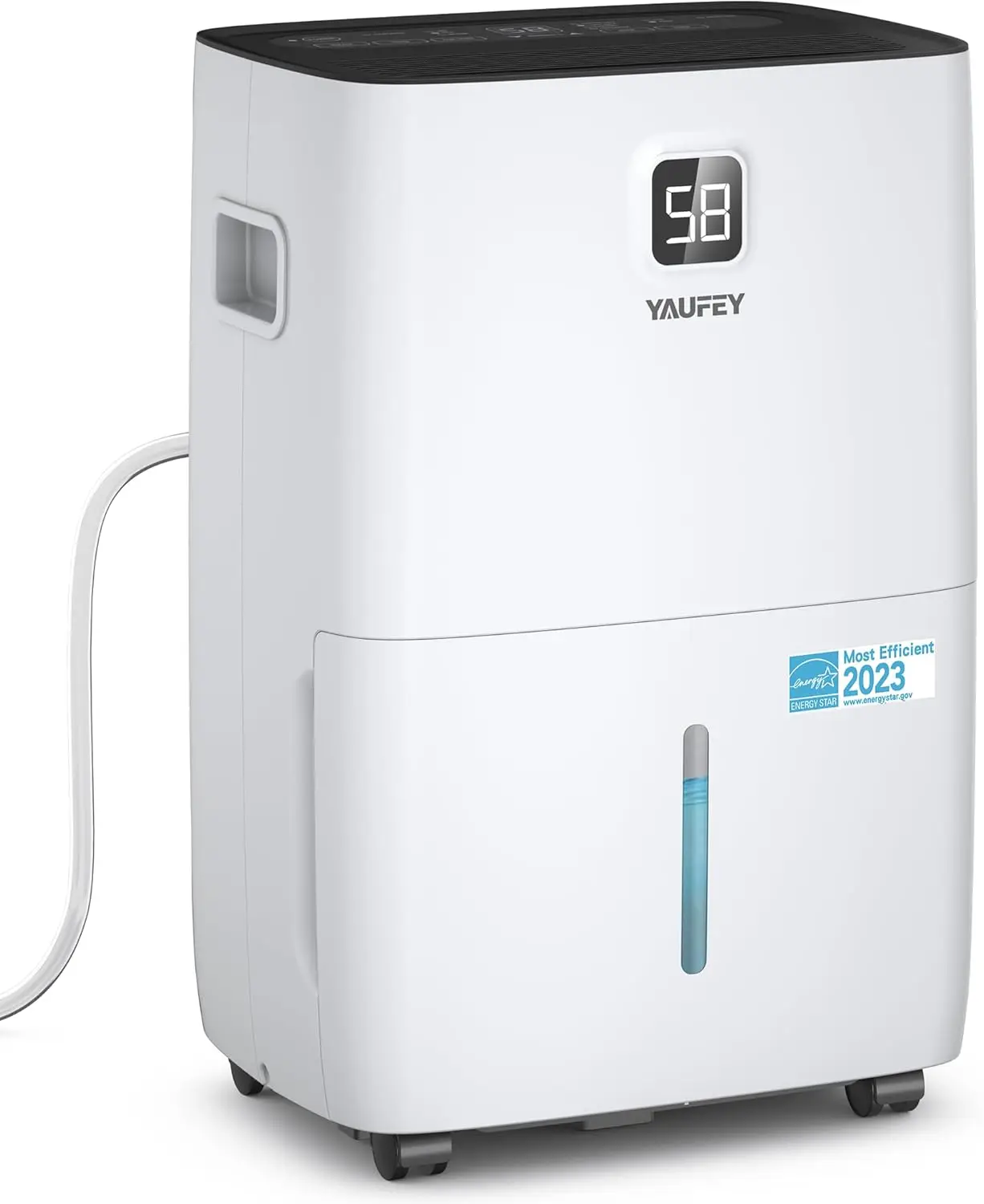 

Energy Star Certified Dehumidifier, 5000 Sq. Ft., Max 80 Pints for Basement with Drain Hose, Smart Compressor & Humidity Control
