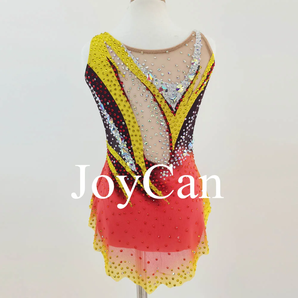 JoyCan Rhthmic Gymnastics Leotards Girls Women Orange Spandex Elegant Dance Wear for Competitiion