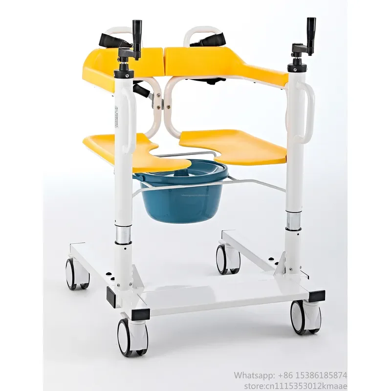 Vequyn Transfer wheelchair New Type Aluminium Folding Patient Transfer Chair Commode Multi-purpose Nursing Transit Manual