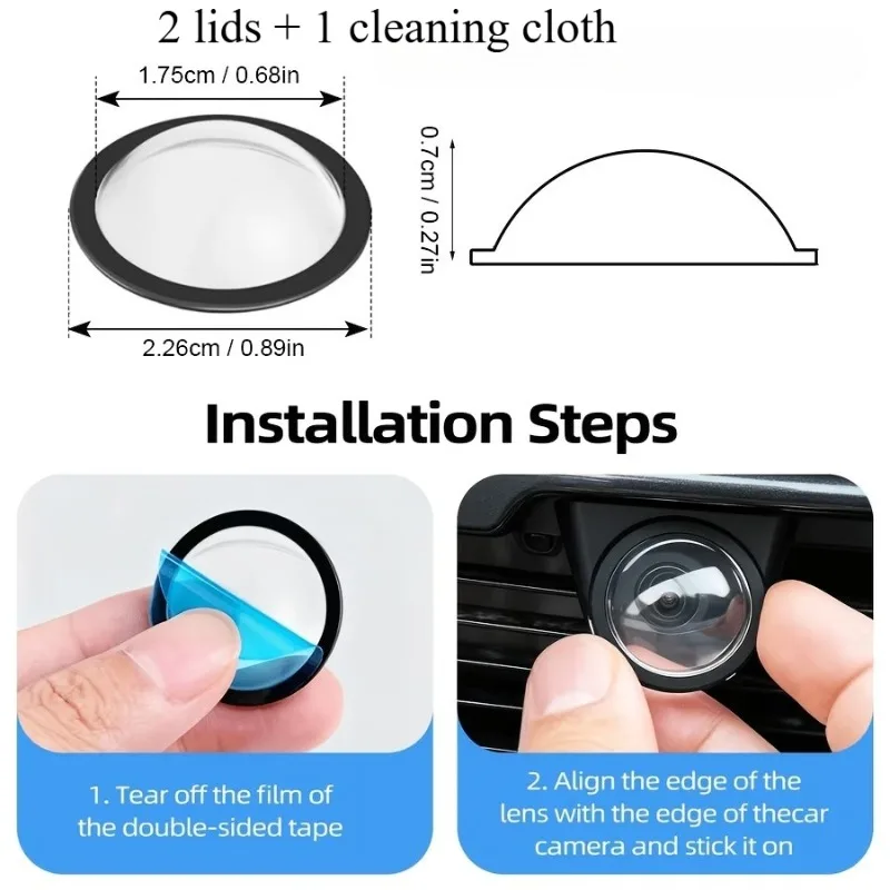 2pcs Car Camera Lens Protective Cover 360 Panoramic Reversing Camera Lens Guards HD Scratch Resistant Modification Accessory