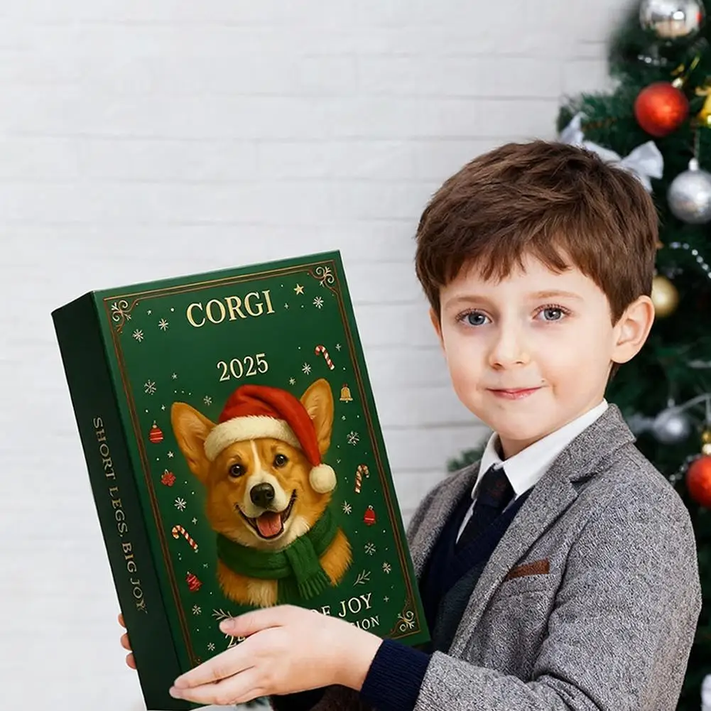 عطلة حزب الديكور مربع الإبداعية فصيل كورجي الكلب نموذج عيد الميلاد العد التنازلي التقويم مهرجان صندوق شجرة عيد الميلاد الديكور #5