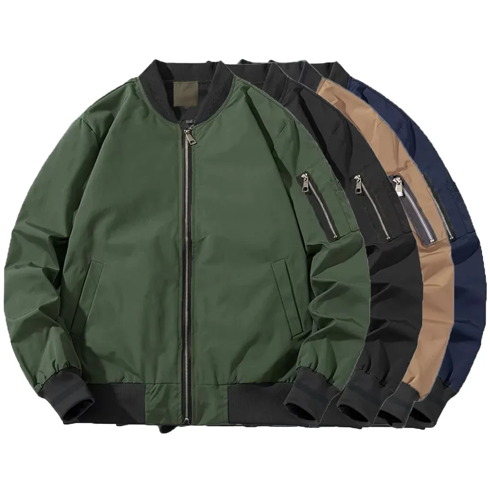 

Autumn New Men's Slim Fit Jacket Stylish Stand Collar Solid Color Breathable Baseball Fashion Jackets Male Streetwear