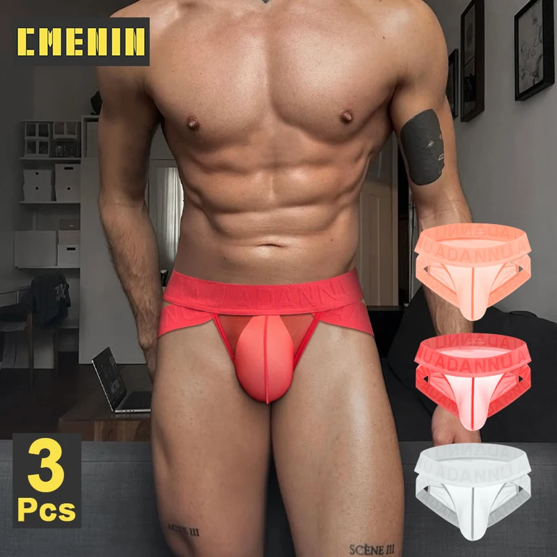 

3Pcs Men Transparent Briefs Ultra-Thin Men's See-through Thong Briefs Underwear Breathable Sissy Bikini Man Underpants Panties