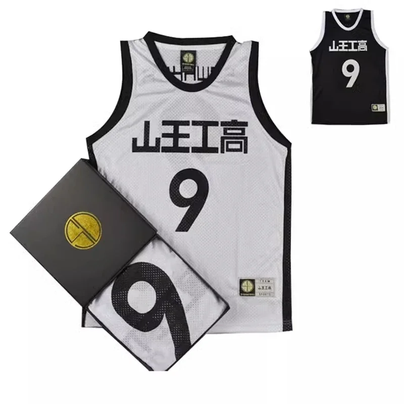 Sannoh Anime Shohoku sekolah basket tim Jersey hitam Akita Eiji 9 Sawakita Jersey atasan pakaian olahraga seragam Cosplay kostum