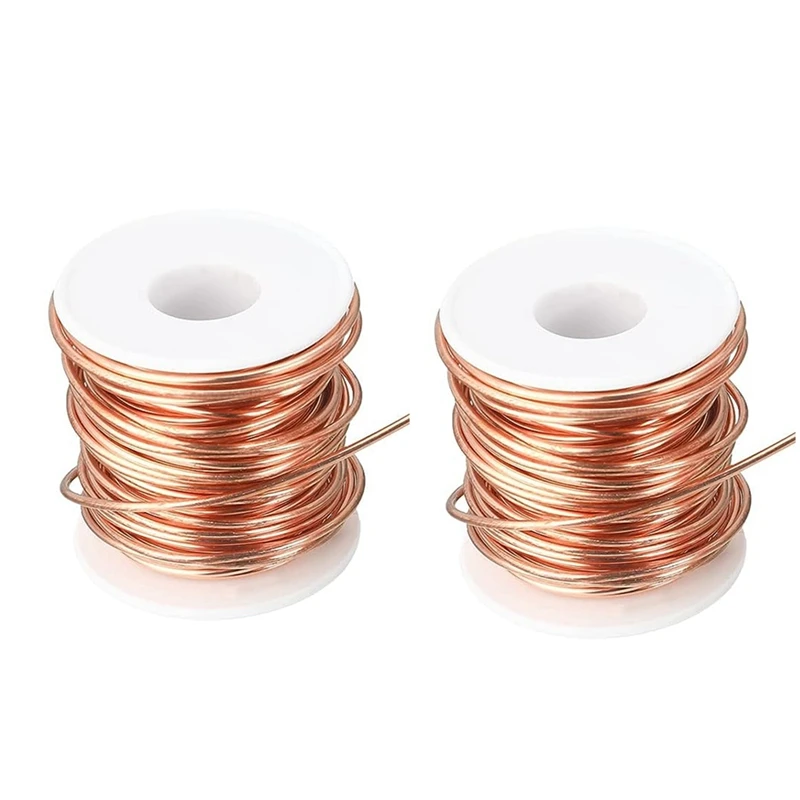 2 Rolls Soft Copper Wire Solid Bare Bendable Wire For Electroculture, Jewelry Making (12 Gauge 52.49Feet Per Roll) 16M