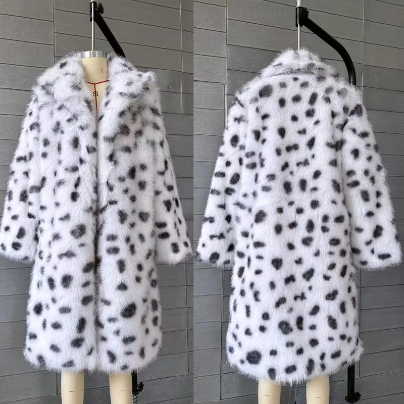 Abrigos de piel sintética de leopardo peludo esponjoso para mujer, abrigos largos con cinturón, ropa de abrigo de piel de zorro para mujer, marca de lujo, moda de invierno, 2024