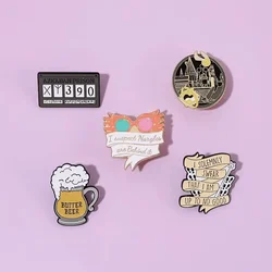Classics Magic World Enamel Pins Train Tickets Sunglasses Howler Beer Brooches Witch Wizard Lapel Badges Jewelry Gift For Friend