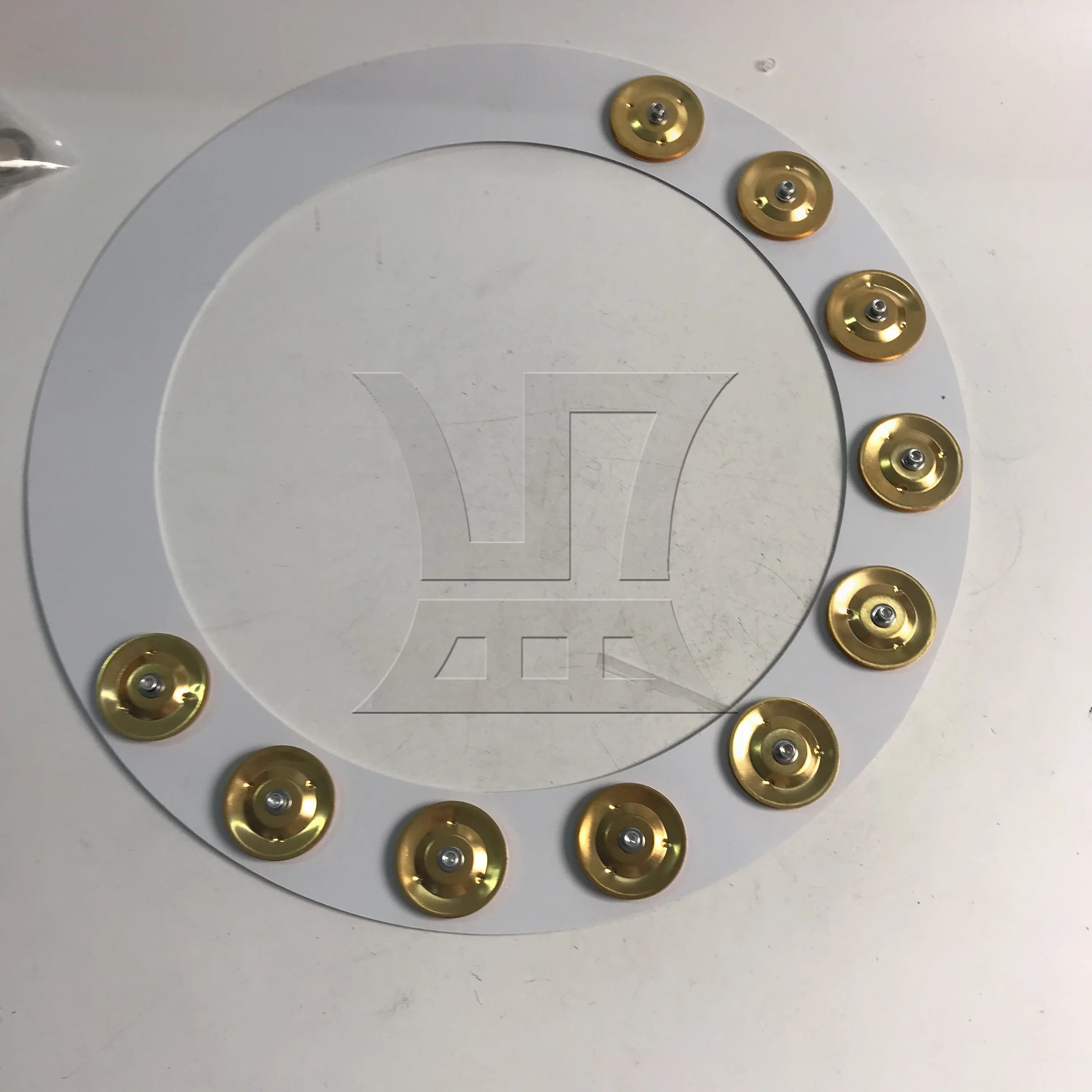 

Yibuy Metal Mountable Cymbal Hi-hat Ring Tambourine for 14inch Diameter Golden & White