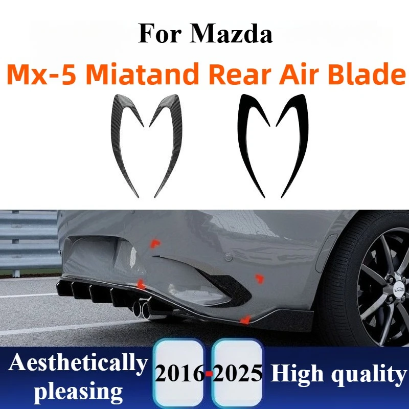 

For Mazda MX-5 Miata ND 2016-2025 Rear Canard Vent Trim Sticker Bumper Splitter Body Kit Exterior Decoration Tuning Accessories