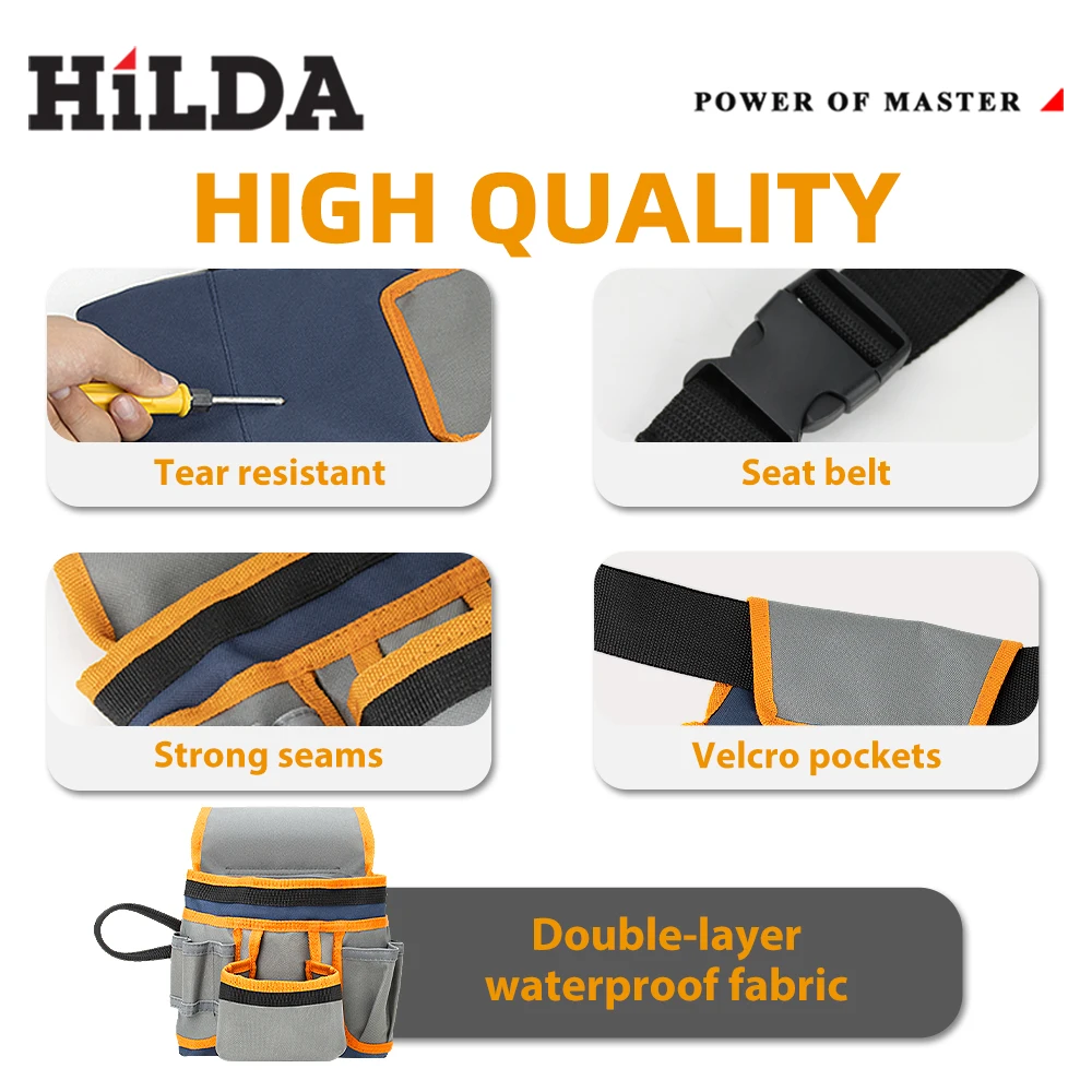 HILDA Multifunctional Adjustable Elastic Tool Storage Bag Wear-resistant and Waterproof Hardware Tool Waist Bag