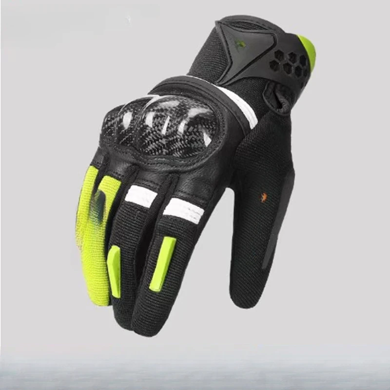 قفازات لمس للدراجات النارية من ألياف الكربون لمعدات ركوب الخيل مقاومة للرياح ومضادة للسقوط وأصابع كاملة مقاومة للاهتراء