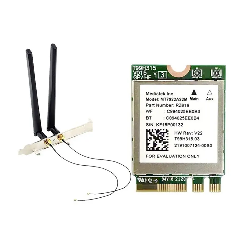 B48A Wifi 6E MT7922 M. 2 Wireless Card Tri-Band 2.4G/5G/6Ghz Network Adapter BT 5.3 802.11AX Wireless Card Win For Windows 10/11