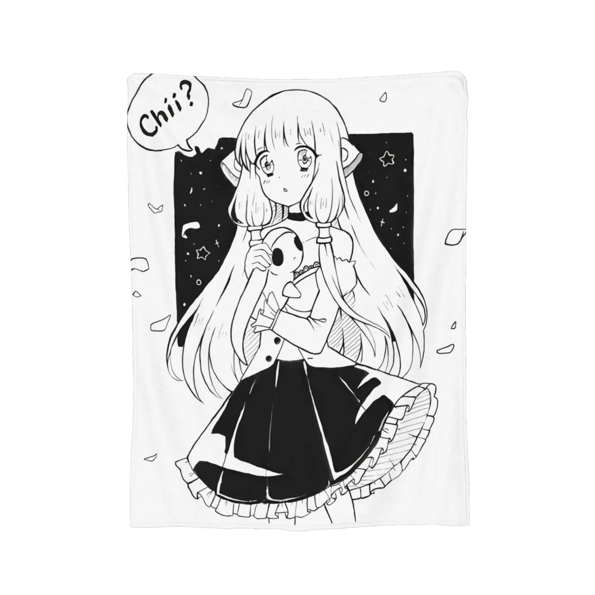 Chii- Chobits Poster Blankets  Wool Vintage Soft Throw Blankets for Bedding Lounge Spring/Autumn