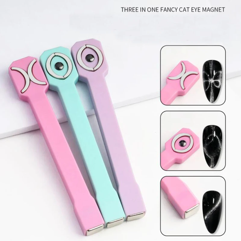 Multi Functional Striped S-shaped Patterned Magnet Cat Eye Strong Magnet Beauty Nail Tools Three In One Nail Art Fancy Magnet