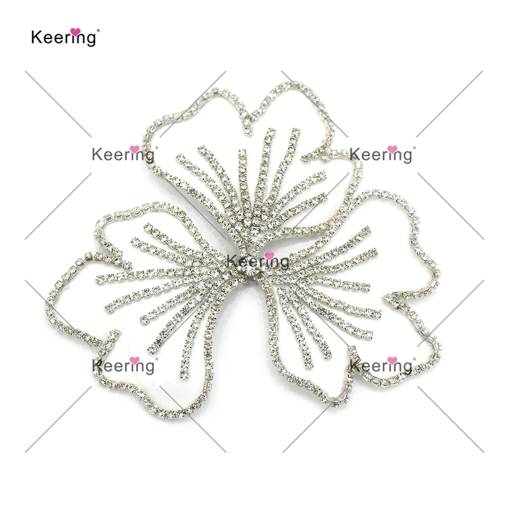 

3D проволока лист гинкго горный хрусталь лист пряжа-цветок 8 см лист для свадебного платья (20 шт.) WHD-149