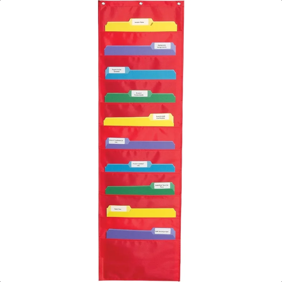 

Carson Dellosa 14 x 47 Red Hanging File Folders Storage Pocket Chart 10 Pocket Paper Organizer for Games Teacher plies for Home