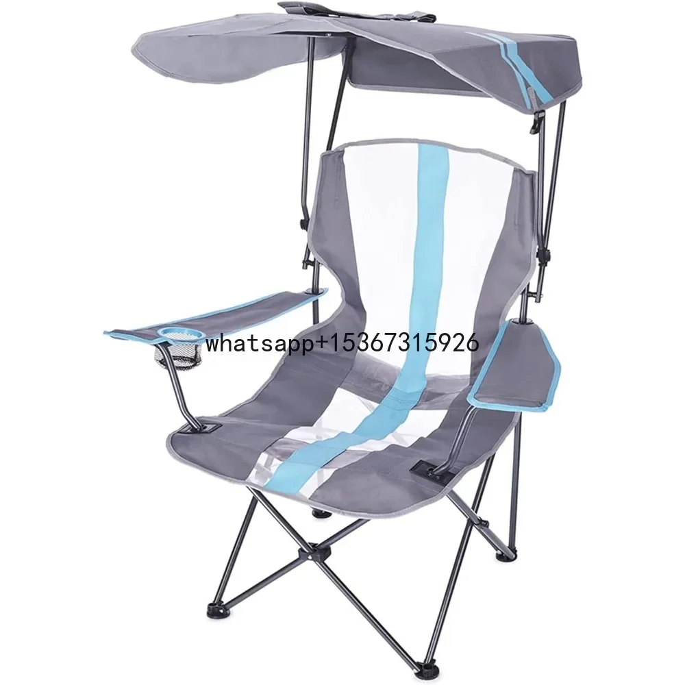 Original Foldable Canopy Chair for Camping, Tailgates, and Outdoor Events, Grey/Light Blue