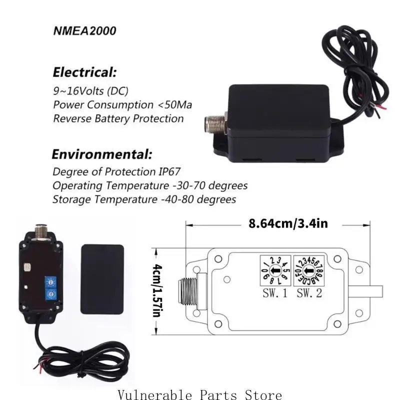 

Marine Grade NMEA2000 Adapter for Yacht Tanks Monitoring CX5001 Support Multiple Standards Easy Installation