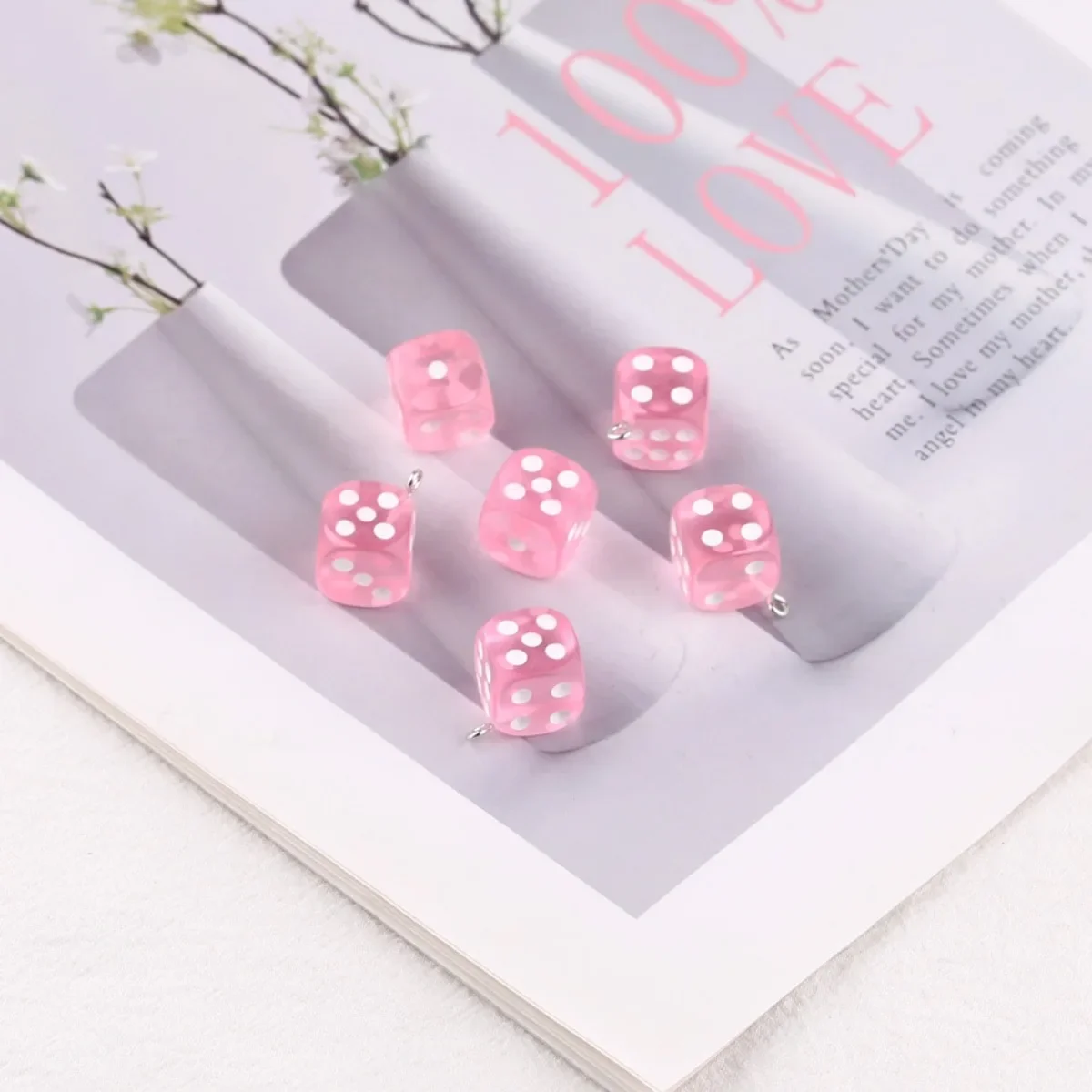 Z23 10Pcs 14mm DIY Polychrome Interest Charm Earring Dice Cabochon Charms Making Pendant Accessorie Smaterial Accessory Gift