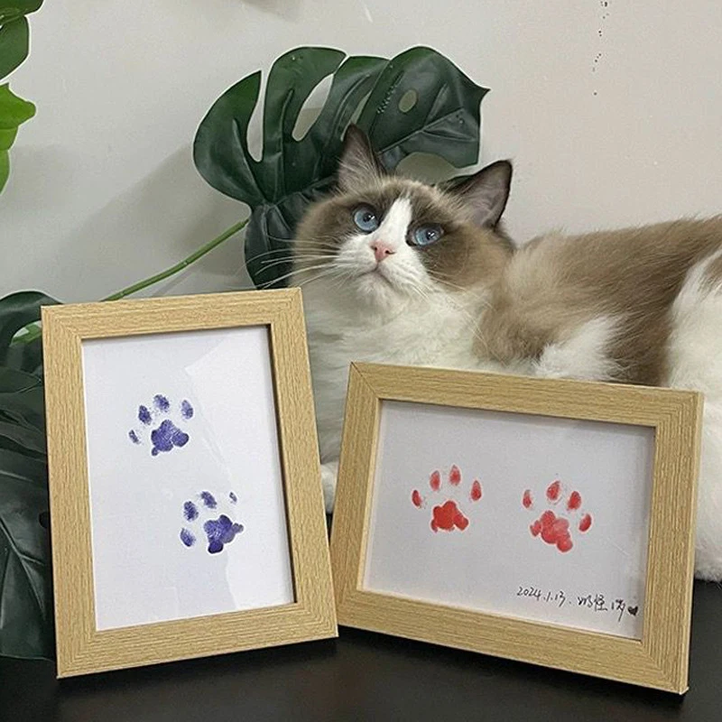 New Pet Handprint And Footprint Kit For Dog & Cat, Dog Paw Print Pad Kit, Clean Touch Ink Pad For Pets With Frame